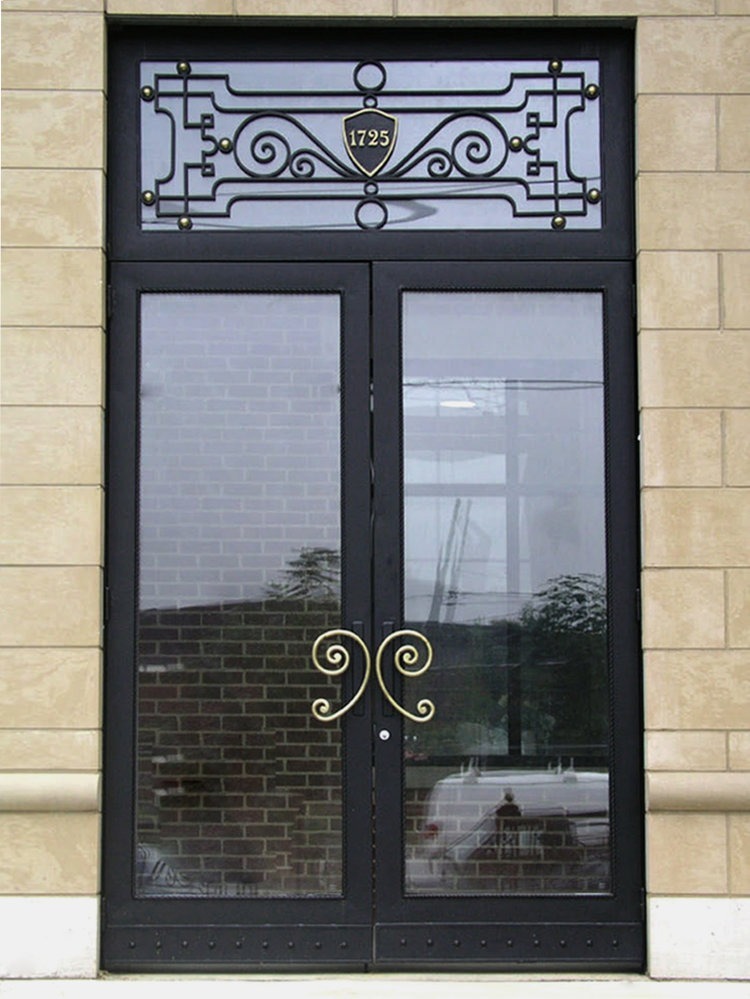 Custom Iron Door with gold handles | Artesano Iron Works