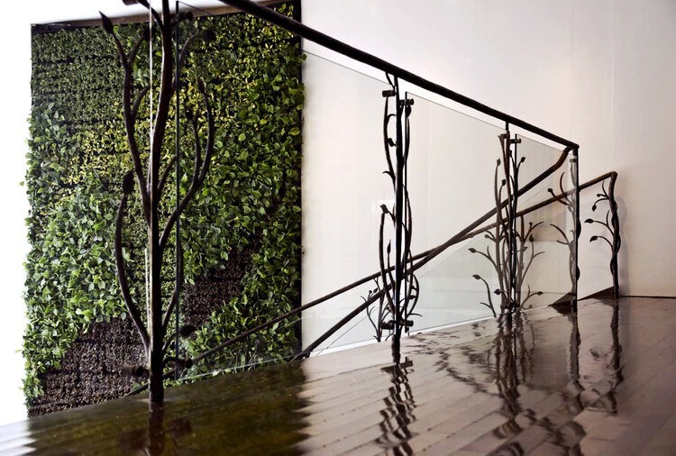 metal and glass railing