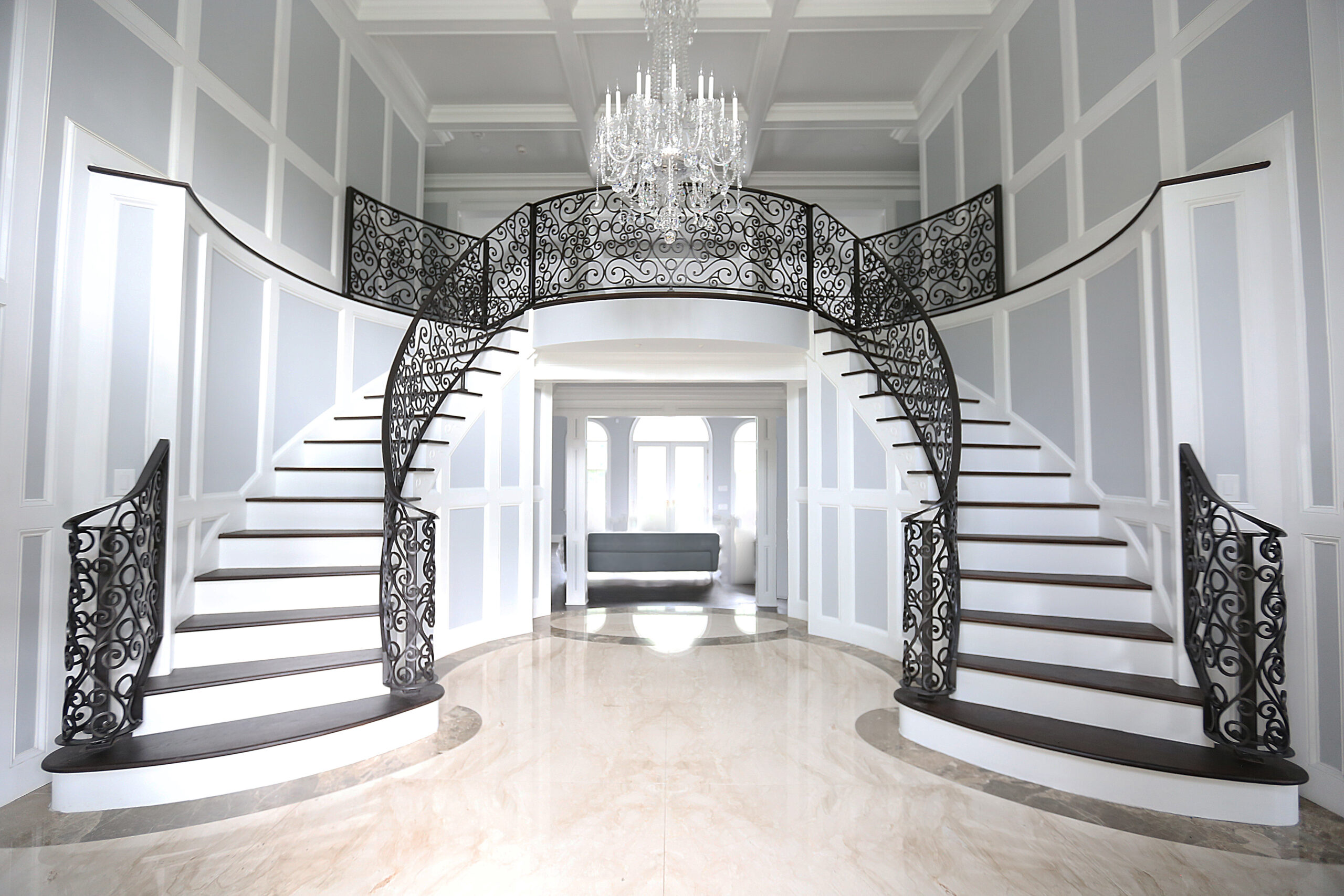 Mansion stair hand rails and balcony - Artesano Iron Works